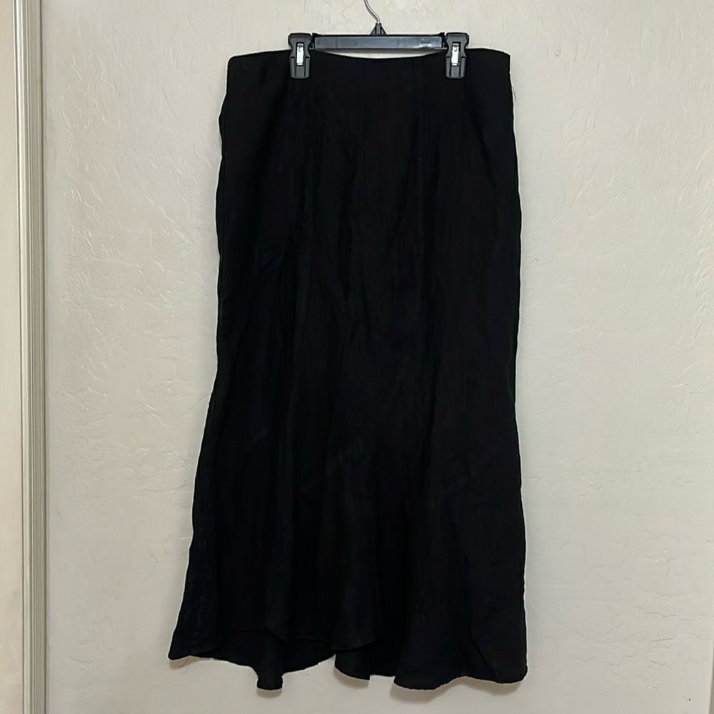 Cut Loose Black Linen Skirt Minimalist Lagenlook Resort Bohemian Coastal